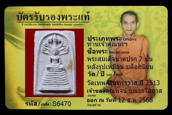 พระสมเด็จนาคปรก 7 ชั้น หลังรูปเหมือน บล็อกนิยม