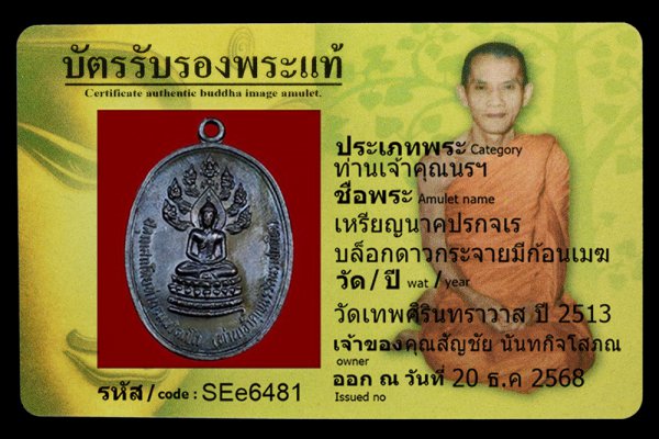 เหรียญนาคปรกจเร บล็อกดาวกระจายมีก้อนเมฆ