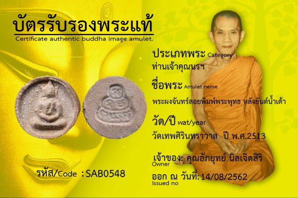 พระผงจันทร์ลอยพิมพ์พระพุทธ หลังยันต์น้ำเต้า