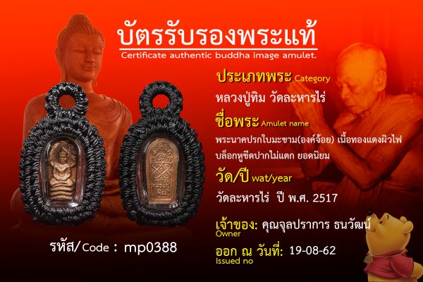 พระนาคปรกใบมะขาม(องค์จ้อย) เนื้อทองแดงผิวไฟ บล็อกหูขีดปากไม่แตก ยอดนิยม