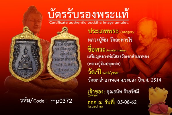 เหรียญหลวงพ่อโสธรวัดเขาสำเภาทอง  (หลวงปู่ทิมปลุกเสก)