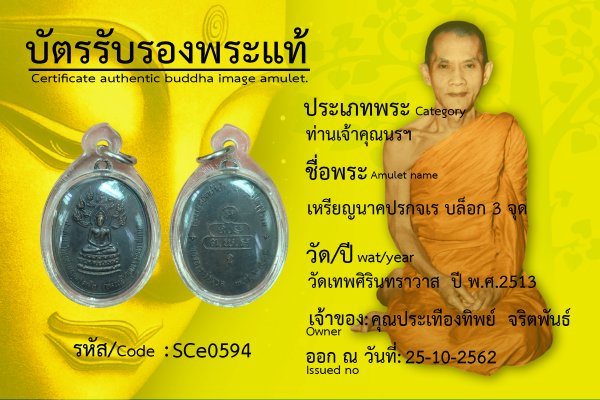 เหรียญนาคปรกจเรบล็อก 3 จุด