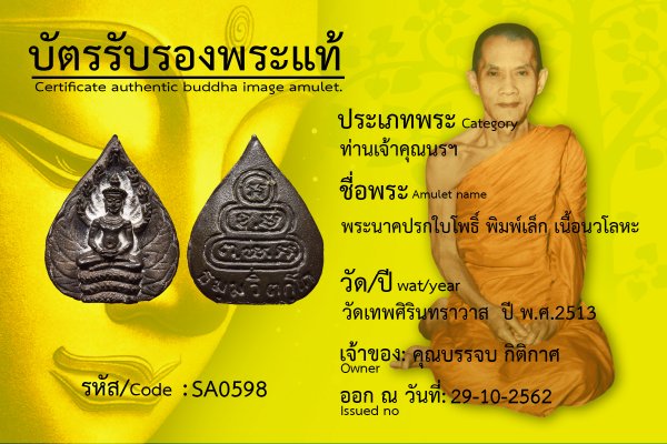 พระนาคปรกใบโพธิ์ พิมพ์เล็ก เนื้อนวโลหะ