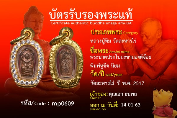 พระนาคปรกใบมะขามองค์จ้อย พิมพ์หูขีด นิยม