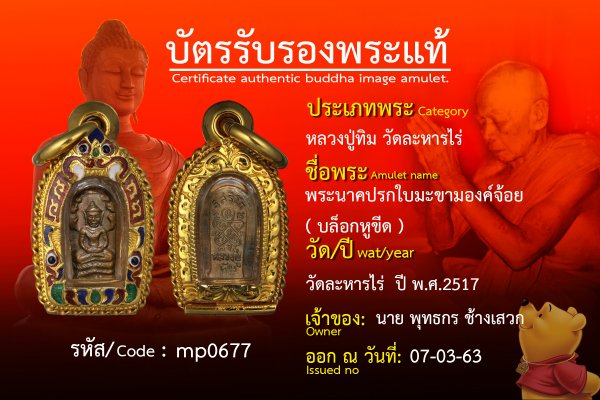 พระนาคปรกใบมะขามองค์จ้อย  ( บล็อกหูขีด )