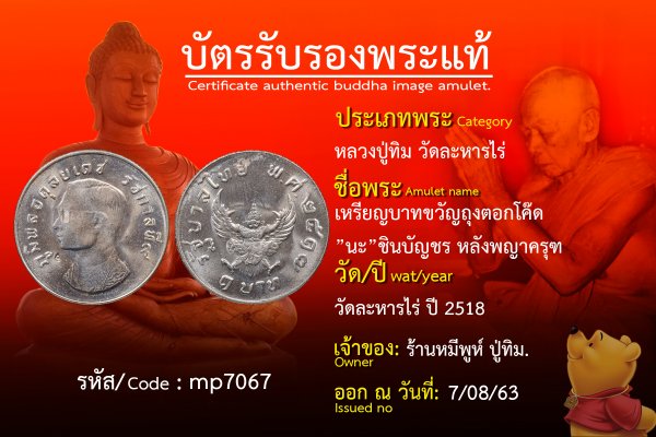 เหรียญบาทขวัญถุงตอกโค๊ดนะชินบัญชร หลังพญาครุฑ