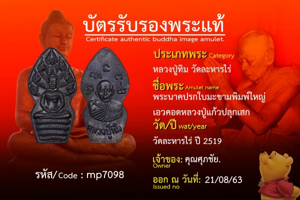 พระนาคปรกใบมะขามพิมพ์ใหญ่เอวคอดหลวงปู่แก้วปลุกเสก