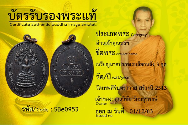 เหรียญนาคปรกจเรบล็อกหลัง 3 จุด