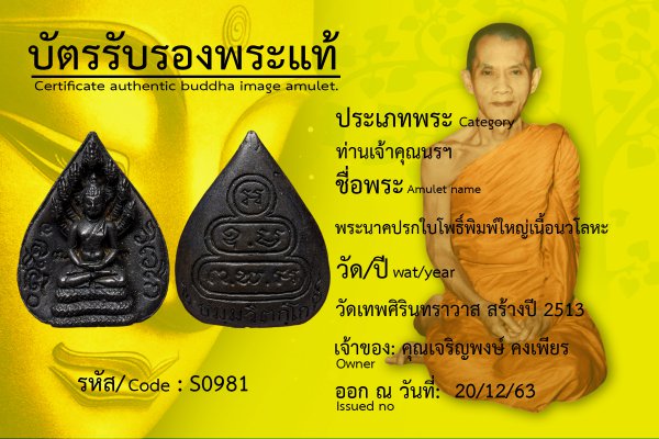 พระนาคปรกใบโพธิ์พิมพ์ใหญ่เนื้อนวโลหะ