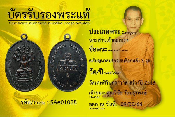 เหรียญนาคปรกจเรบล็อกหลัง 3 จุด