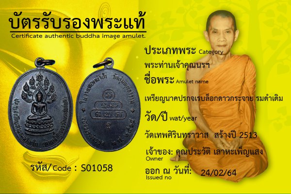 เหรียญนาคปรกจเรบล็อกดาวกระจาย รมดำเดิม