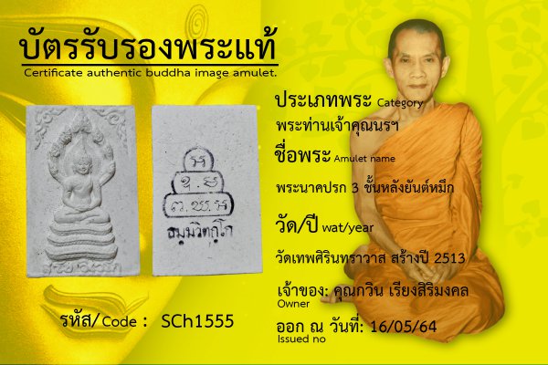 พระนาคปรก ๓ ชั้น หลังยันต์หมึก