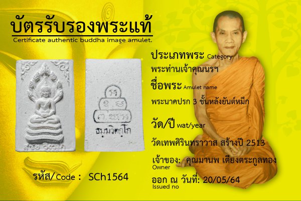 พระนาคปรก ๓ ชั้น หลังยันต์หมึก