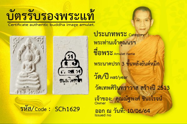 พระนาคปรก ๓ ชั้น หลังยันต์หมึก