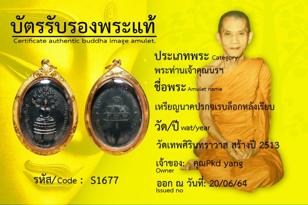 เหรียญนาคปรกจเร บล็อกหลังเรียบ