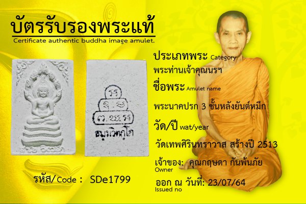 พระนาคปรก ๓ ชั้น หลังยันต์หมึก