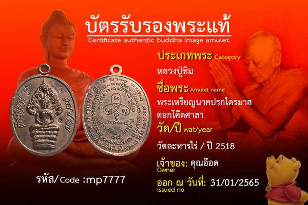 พระเหรียญนาคปรกไตรมาสตอกโค๊ดศาลา