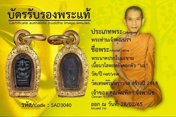 พระนาคปรกใบมะขามเนื้อนวโลหะหลังตอกตัว 