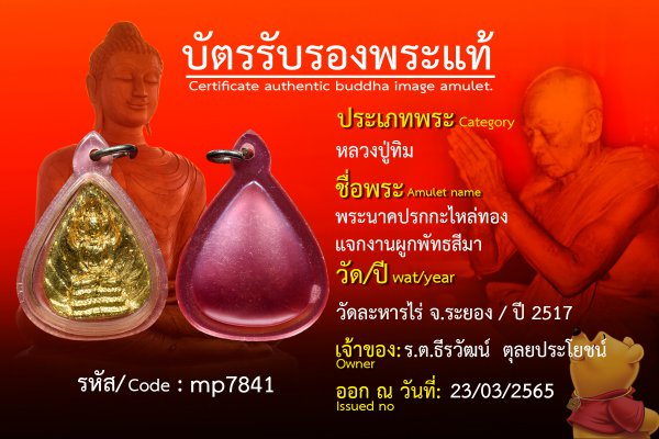 พระนาคปรกกะไหล่ทองแจกงานผูกพัทธสีมา