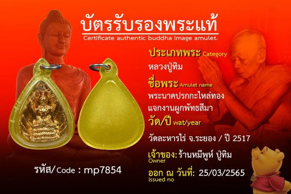 พระนาคปรกกะไหล่ทองแจกงานผูกพัทธสีมา