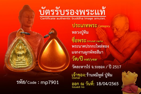 พระนาคปรกกะไหล่ทองแจกงานผูกพัทธสีมา