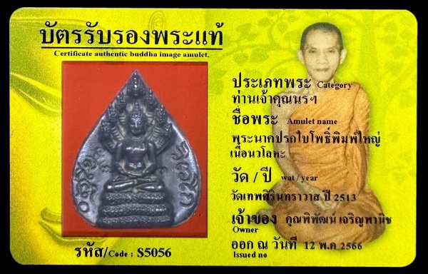 พระนาคปรกใบโพธิ์พิมพ์ใหญ่ เนื้อนวโลหะ