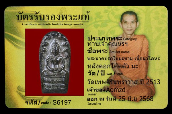 พระนาคปรกใบมะขาม เนื้อนวโลหะ หลังตอกโค๊ดตัว นะ