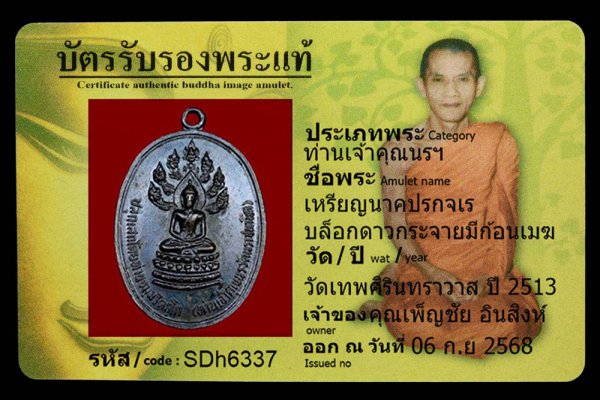 เหรียญนาคปรกจเร บล็อกดาวกระจายมีก้อนเมฆ