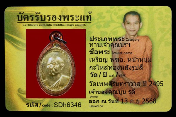 เหรียญ พฆอ. หน้าหนุ่ม กะไหล่ทองหลังรูปสี